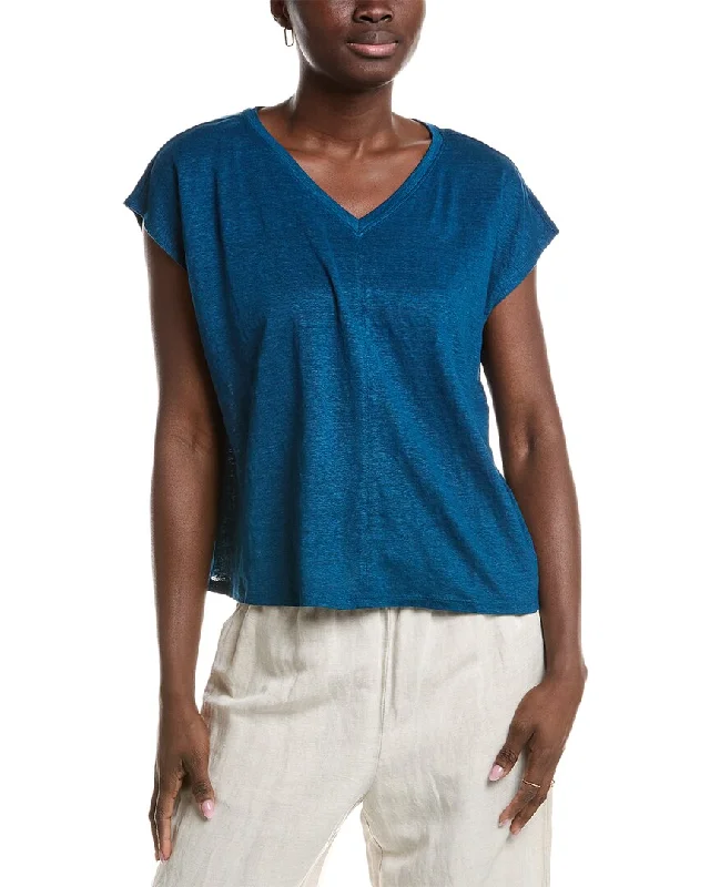 EILEEN FISHER V-Neck Square Linen T-ShirtVNeckTopInfinity