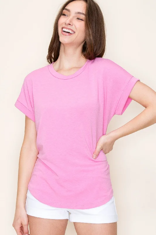 Sleep Short Sleeve TopsPink Short Sleeve Terry Top