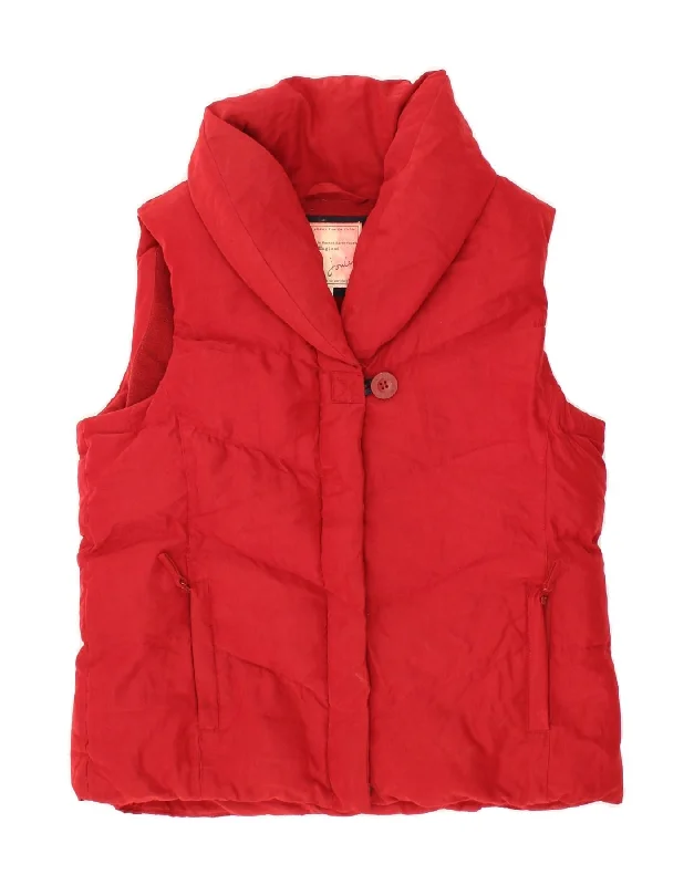 JOULES Womens Padded Gilet UK 14 Large Red PolyesterSnowboard Jackets