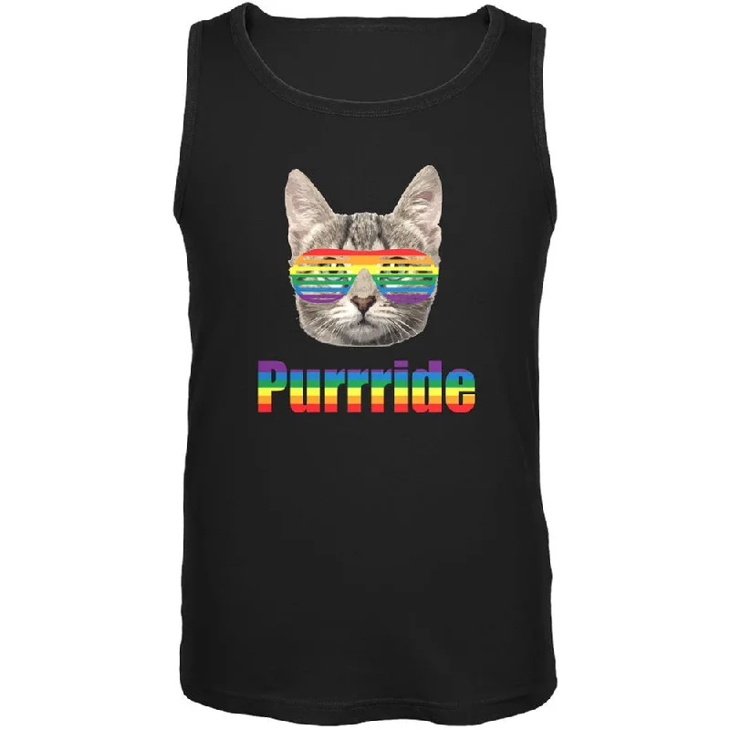 Sports hoodieLGBT Purride Funny Cat Black Adult Tank Top