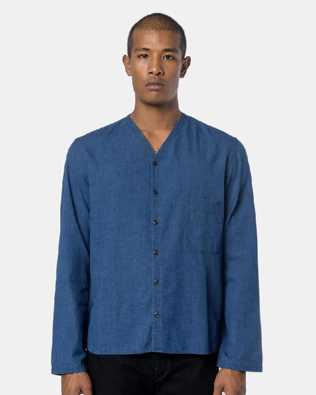 V-Neck Collar Shirt in Light IndigoVNeckTopSummit