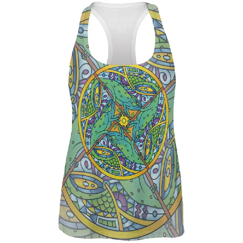 Outdoor jacketMandala Trippy Stained Glass Chameleon All Over Womens Work Out Tank Top