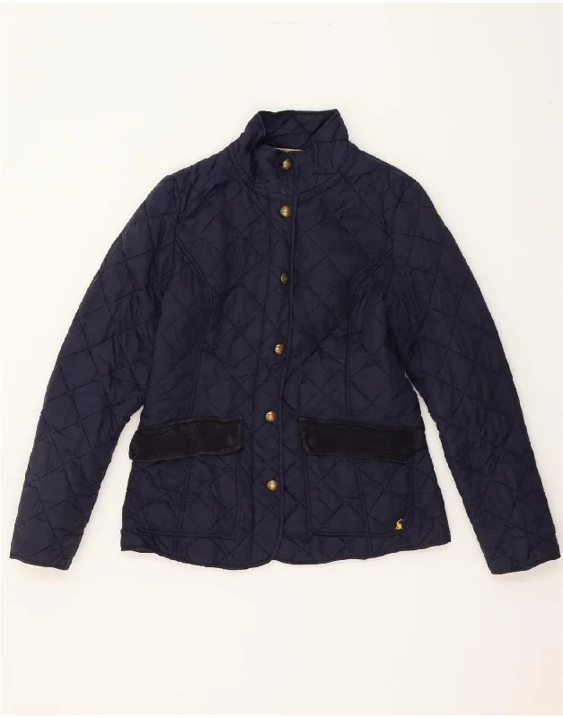 JOULES Womens Quilted Jacket UK 10 Small Navy BlueWaterproof Jackets