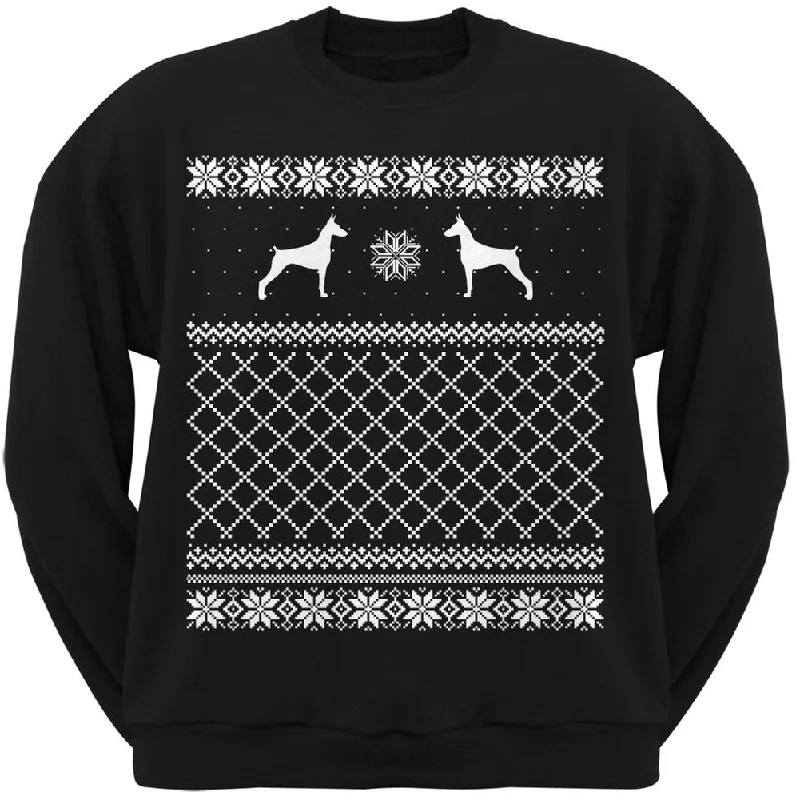 Doberman Pinscher Black Adult Ugly Christmas Sweater Crew Neck SweatshirtCrewneckcyber