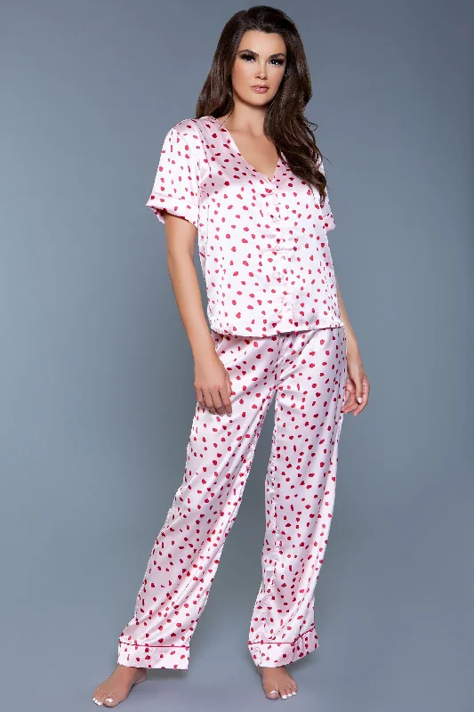 Satin V Neck PJ Set