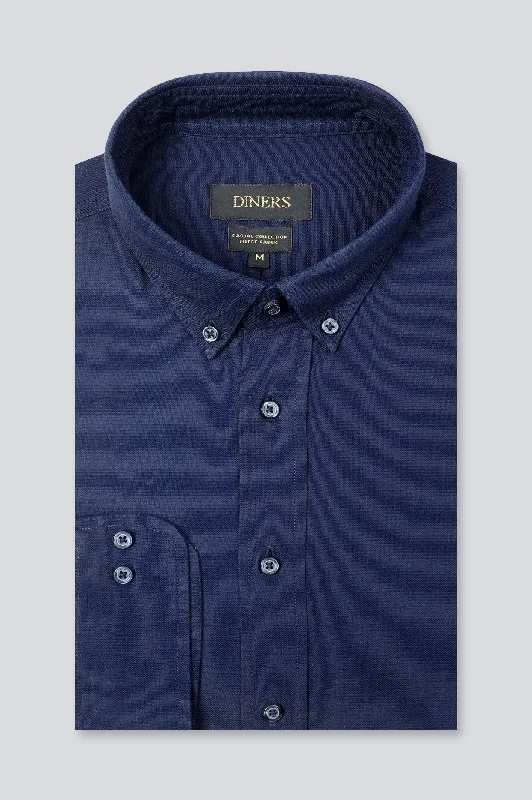 Navy Blue Plain Casual ShirtDress Shirts