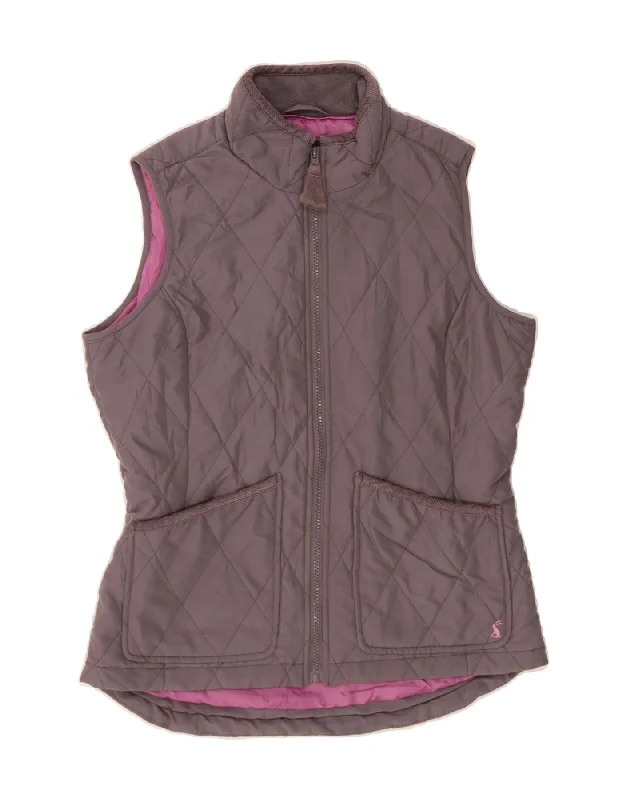 JOULES Womens Quilted Gilet UK 10 Small  Grey PolyesterPolyester Jackets