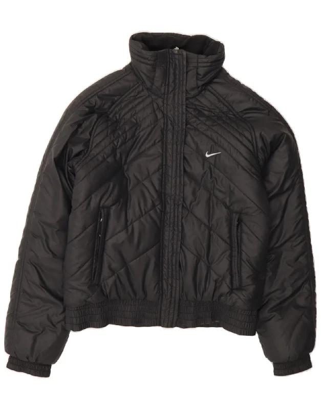 NIKE Womens Padded Jacket UK 14/16 Large Black NylonRainproof Jackets