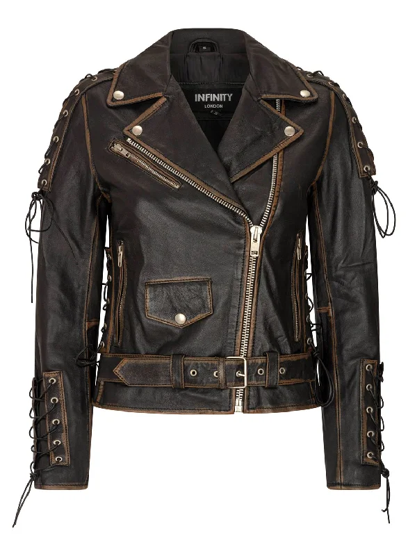 Cross Zip Brando Biker Leather Jacket Live To RideMesh Jackets