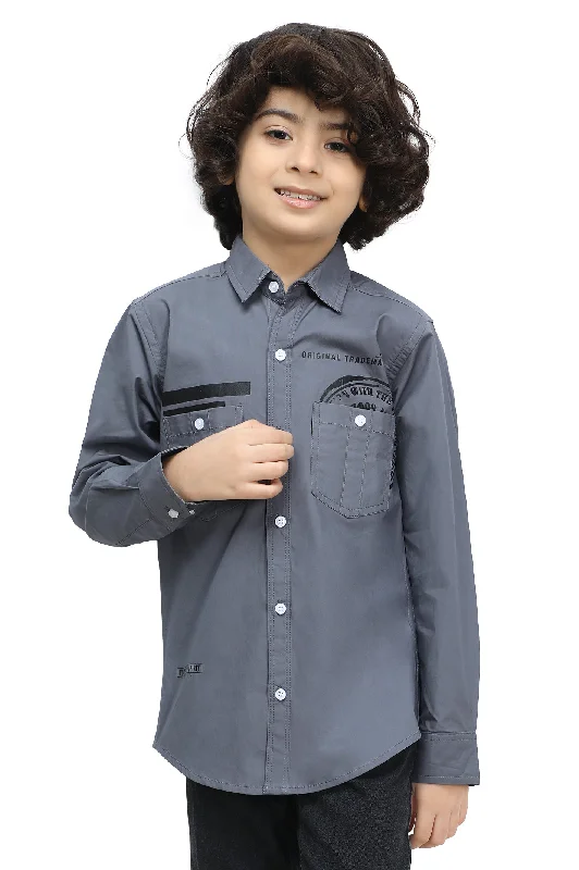 Grey Plain Printed Casual ShirtTunic Shirts