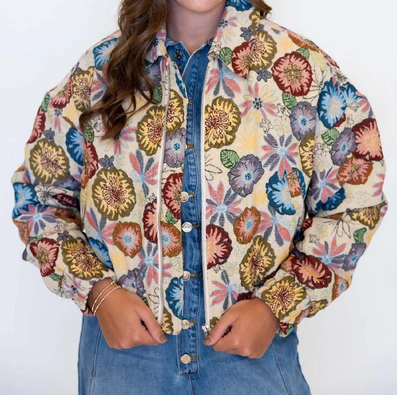 Blooming Bomber Jacket In Multi-ColoredSequined Jackets