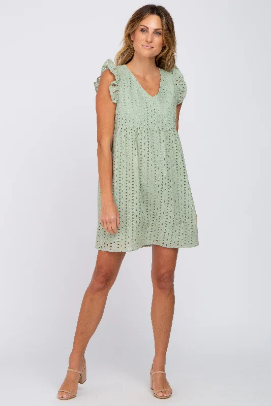 Mint Eyelet V-Neck DressVNeckTopViking