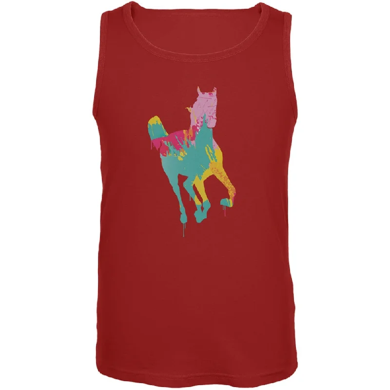 Trail teeSplatter Horse Red Adult Tank Top