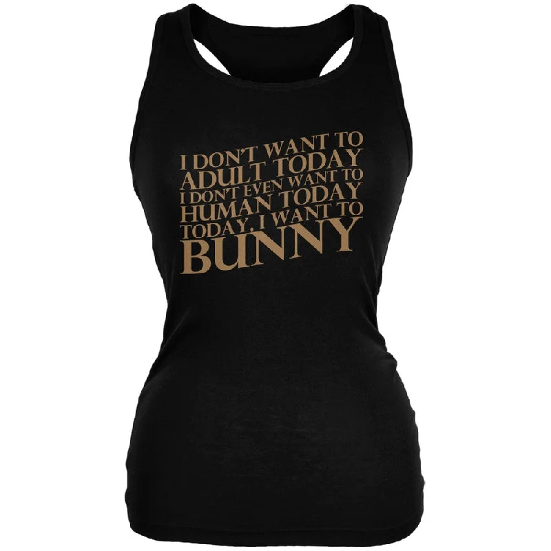 Thermal teeDon't Adult Today Just Bunny Rabbit Black Juniors Soft Tank Top