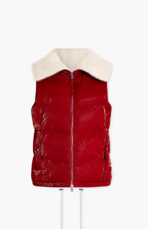 Brock Puffer Gilet In Red DahliaStatement Jackets