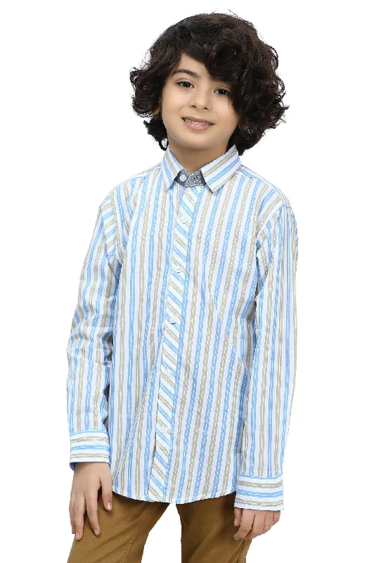 Blue Shadow Stripe Casual ShirtLeather-Paneled Shirts