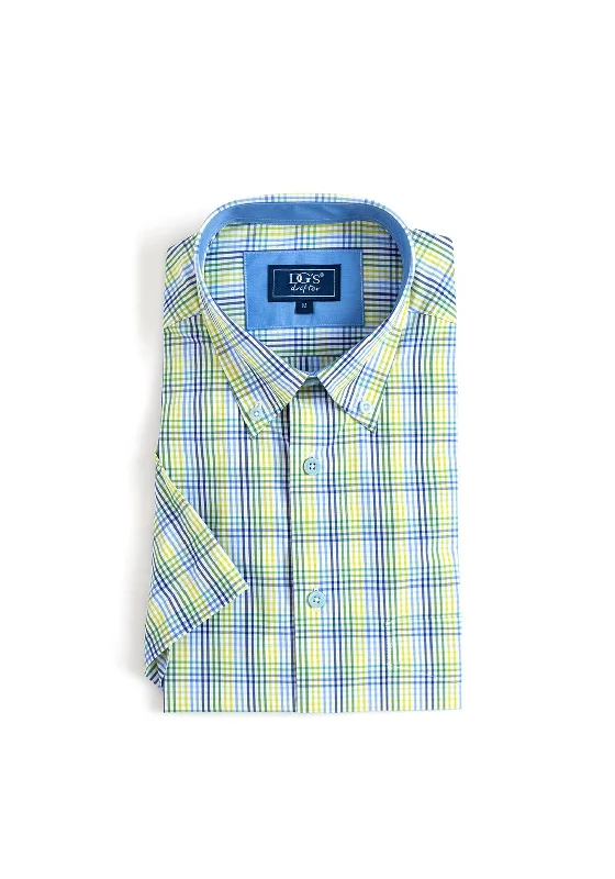 Daniel Grahame Spring Gingham Shirt, Green & Blue MultiPrinted Shirts