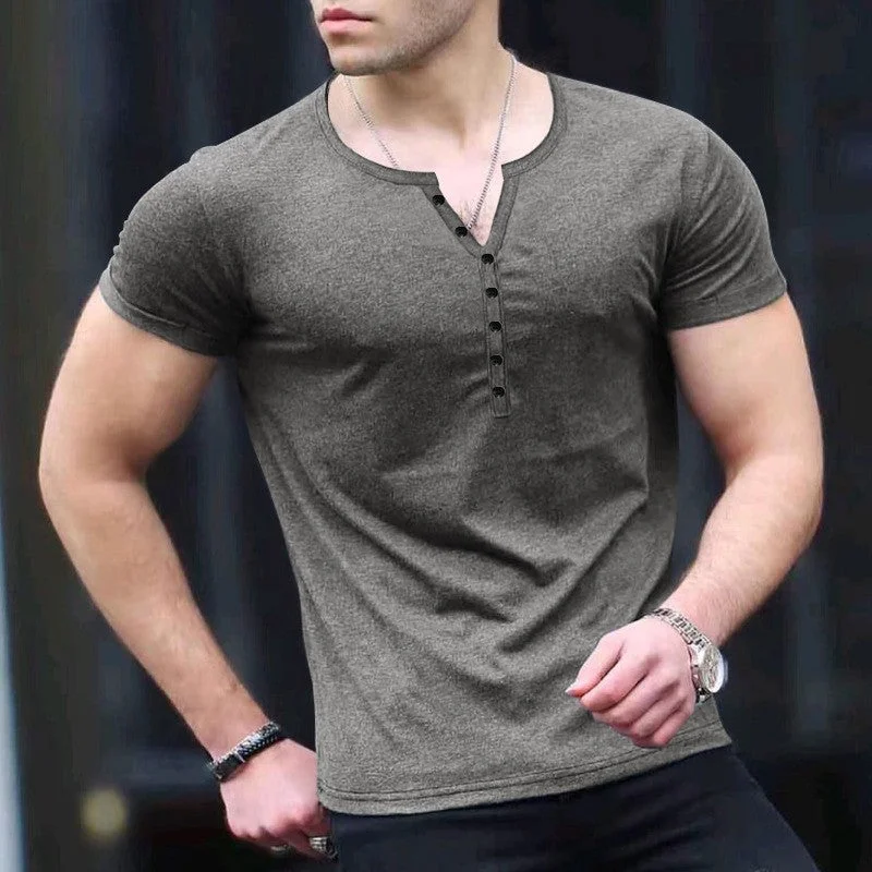 Bamboo Short Sleeve TopsShort Sleeve Men's Solid Color T-shirt