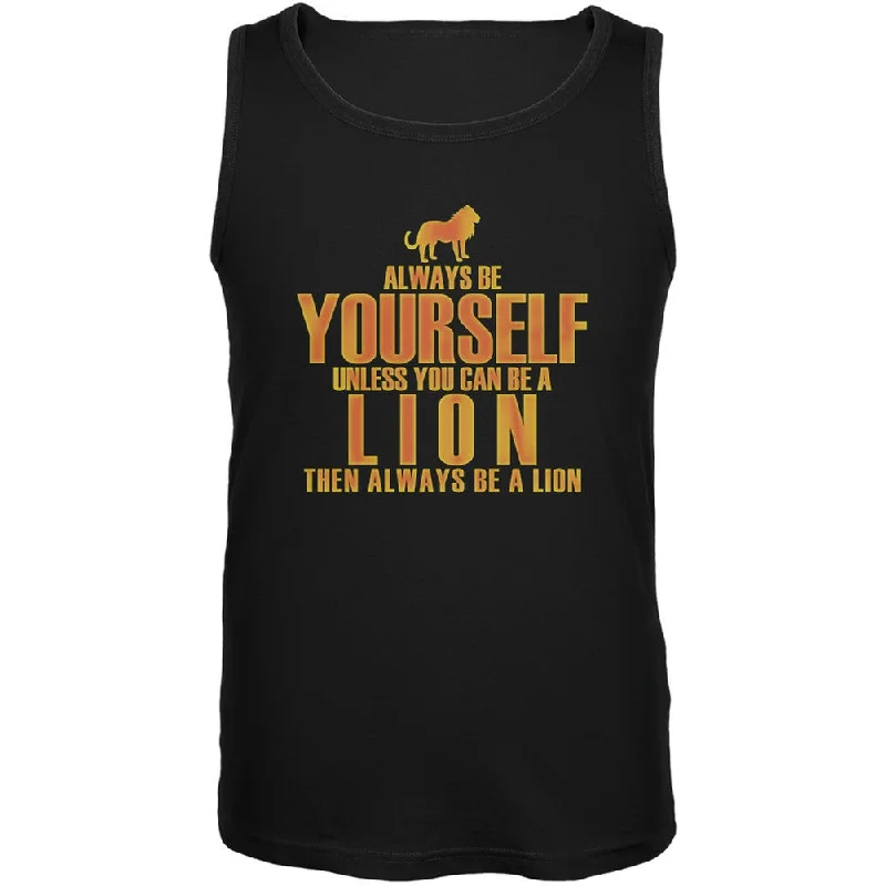 Windproof teeAlways Be Yourself Lion Black Adult Soft Tank Top