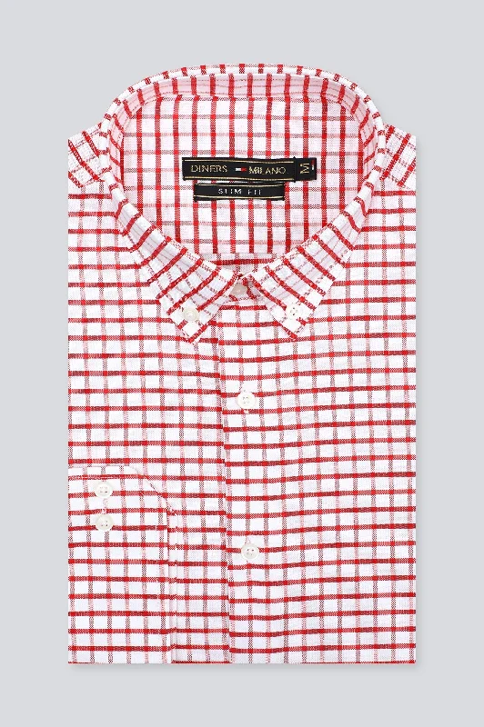 Red Windowpane Check Casual Milano ShirtCamping Shirts