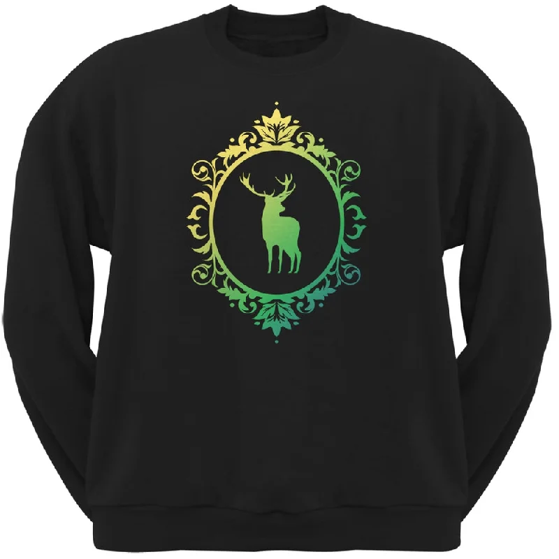 Deer Silhouette Black Adult Crew Neck SweatshirtCrewneckdata