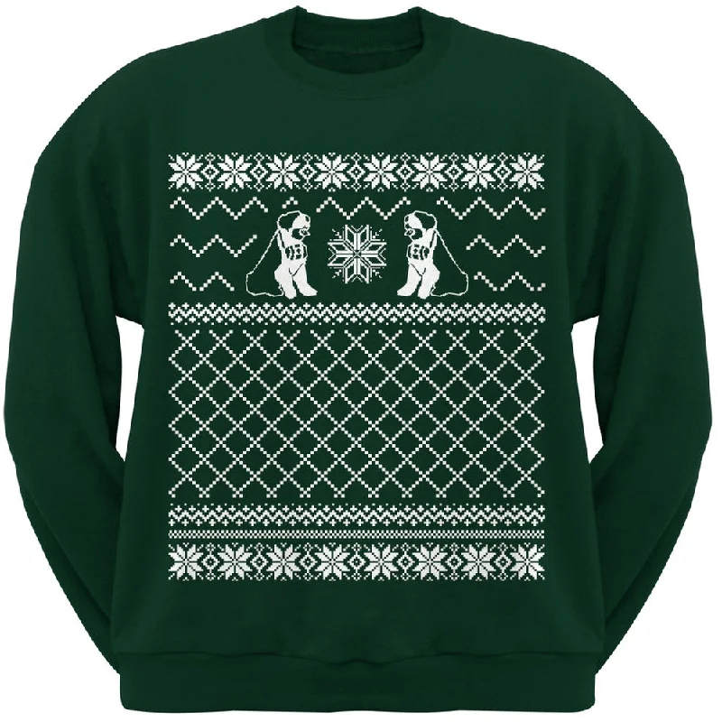 Saint Bernard Ugly Christmas Sweater Dark Green Crew Neck SweatshirtCrewneckexperience