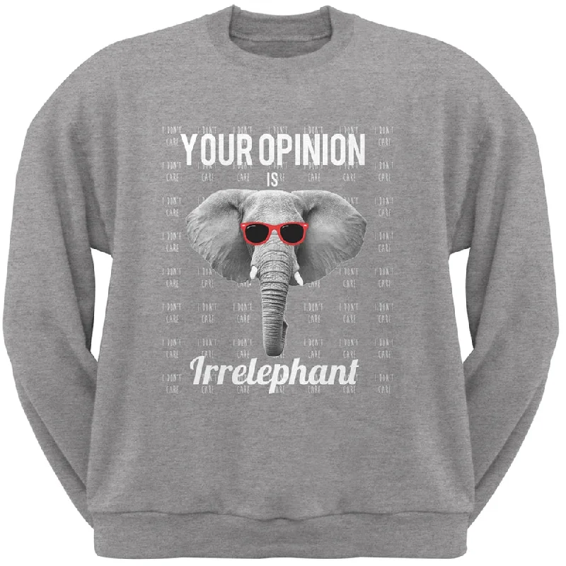 Paws - Elephant Your Opinion is Irrelephant Heather Adult Crew Neck SweatshirtCrewneckknit