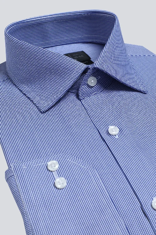 Blue Textured Formal ShirtMetallic Shirts