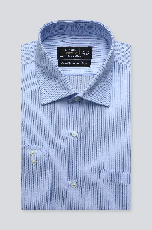 Light Blue Hairline Stripe Formal ShirtGym Shirts