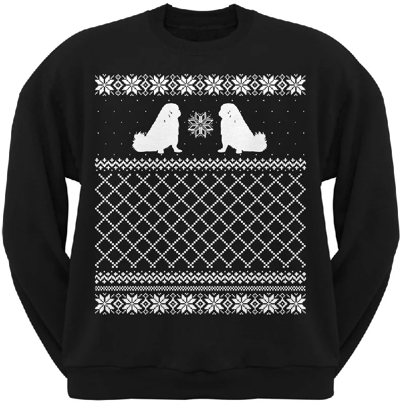 Pekingese Black Adult Ugly Christmas Sweater Crew Neck SweatshirtCrewneckwool