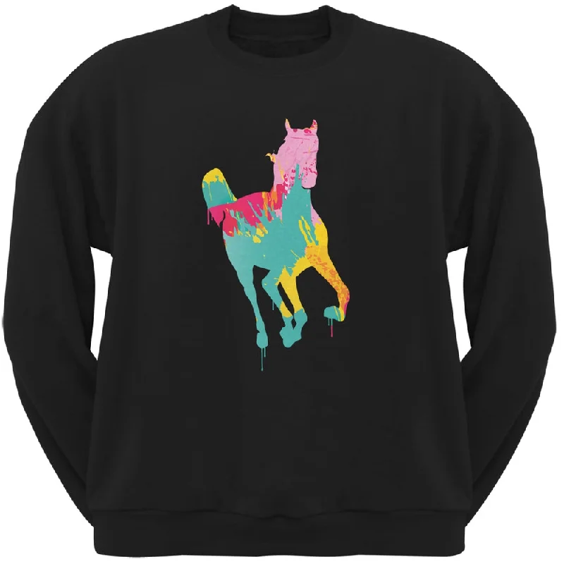 Splatter Horse Black Adult Crewneck SweatshirtCrewneckcloud