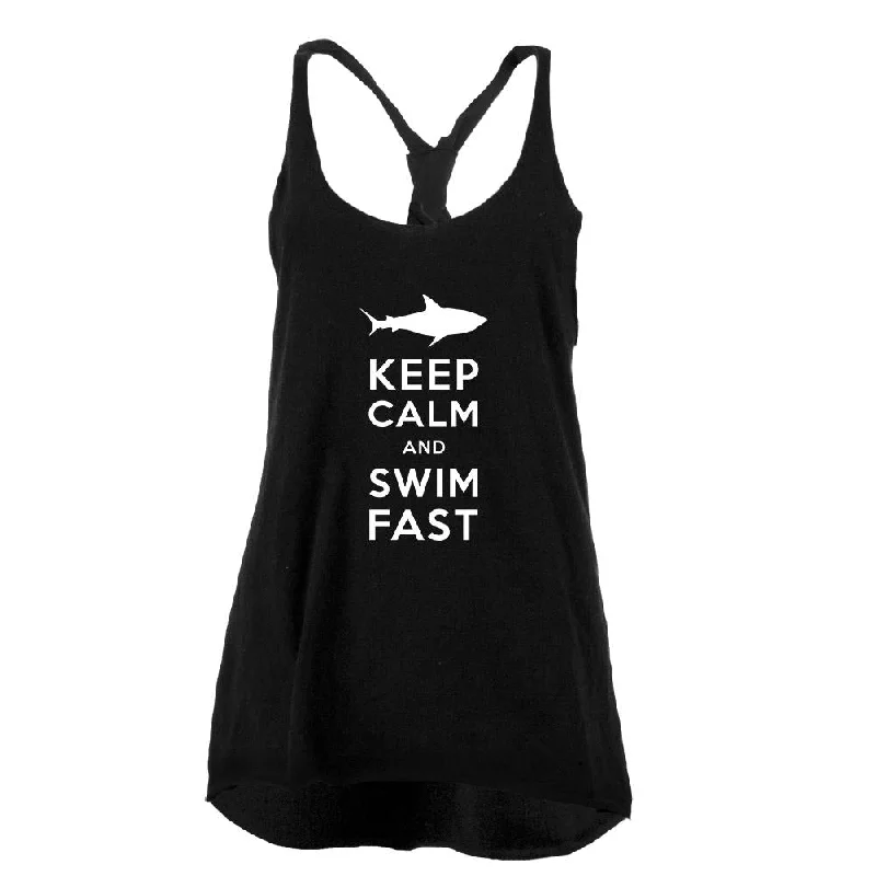 Running vestShark Keep Calm and Swim Fast Juniors Twist Tank Top