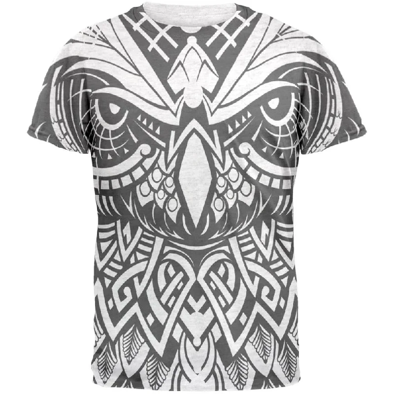 Trippy Tribal Owl Mens Soft V-Neck T ShirtVNeckTopPrime