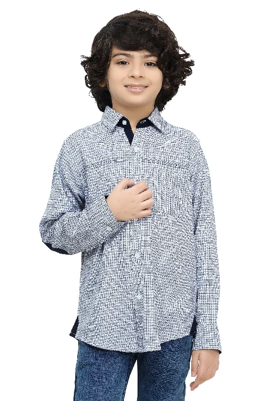 Blue Houndstooth Casual ShirtHooded Shirts