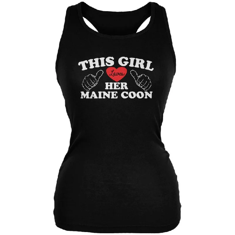 Thermal hoodieValentines This Girl Loves Her Maine Coon Black Juniors Soft Tank Top