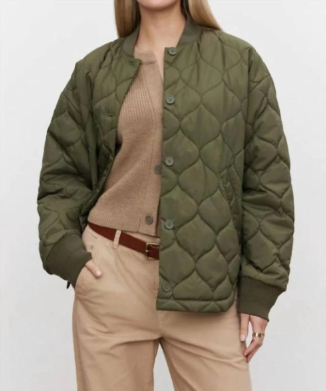 Carie Quilted Jacket In ArmyCasual Jackets