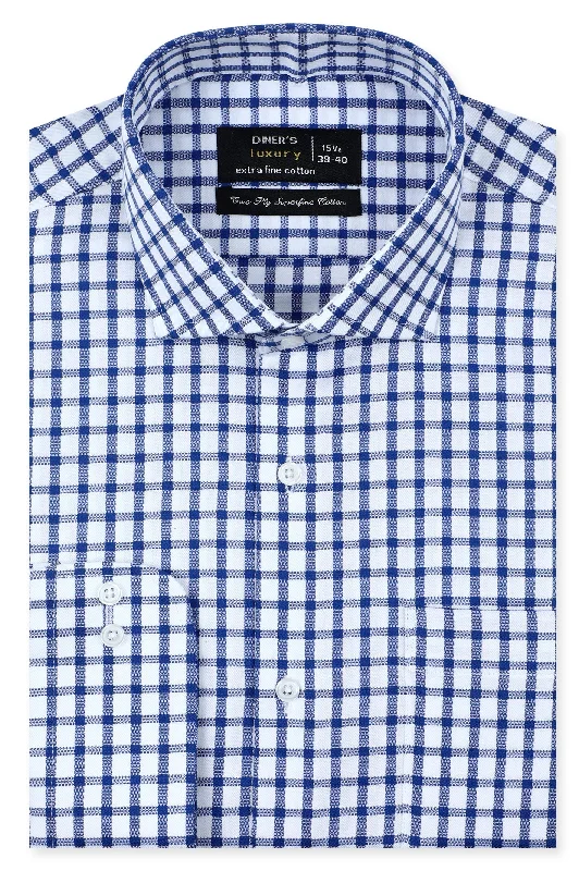 Blue Checkered Formal Luxury ShirtHooded Shirts