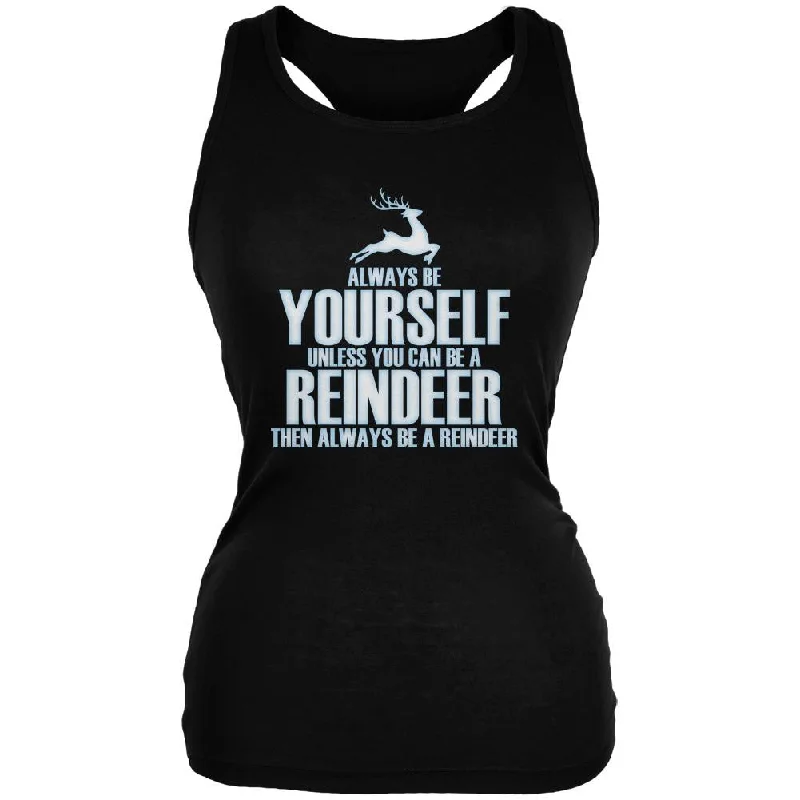 Sports teeChristmas Always Be Yourself Reindeer Black Juniors Soft Tank Top