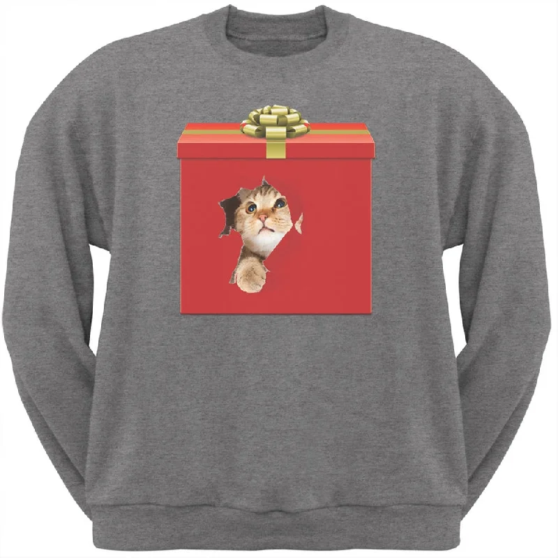 Christmas Present Cat Grey Crew Neck SweatshirtCrewneckquality