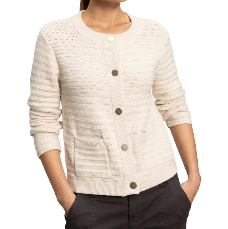 Pointelle Knitted Jacket In OatFleece Jackets