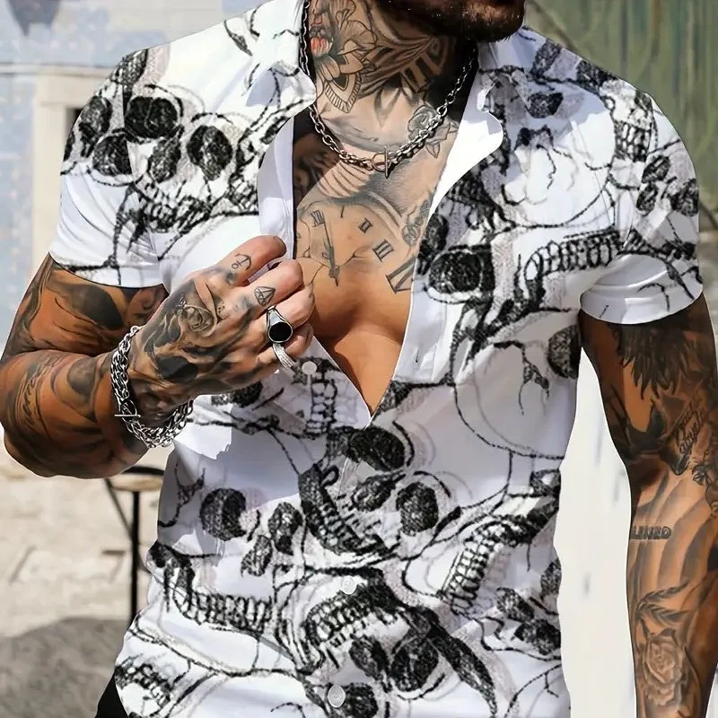 Skateboard Short Sleeve TopsMen's Fashionable Short Sleeved Shirt