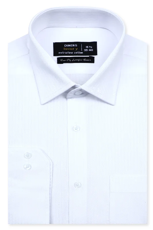 White Self Texture Formal Men ShirtVelvet Shirts