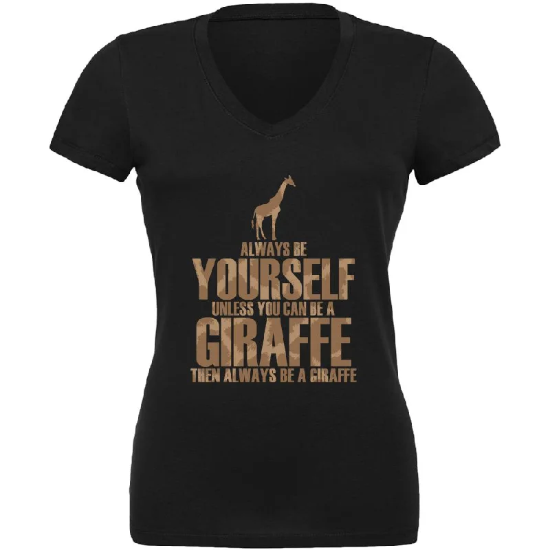 Always Be Yourself Giraffe Juniors V-Neck T ShirtVNeckTopDragon