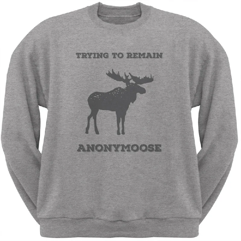 PAWS - Moose Trying to Remain Anonymoose Heather Crew Neck SweatshirtCrewnecklinen