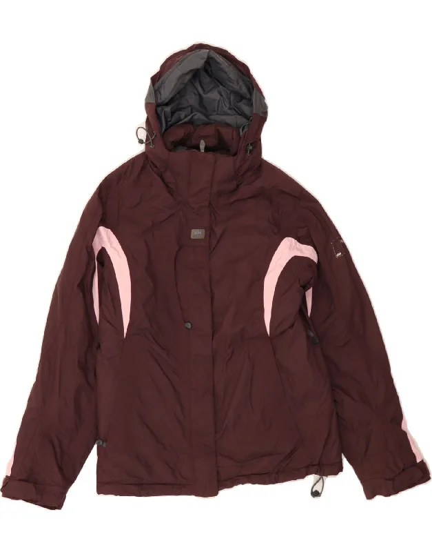 HELLY HANSEN Womens Windbreaker Jacket UK 14 Medium Burgundy ColourblockDesigner Jackets