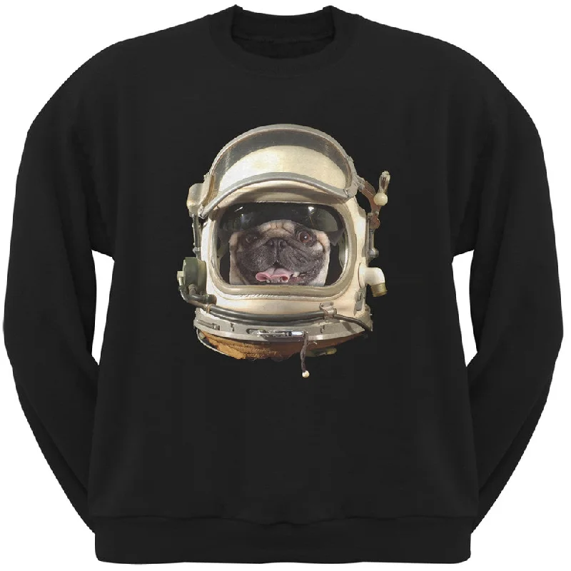 Astronaut Pug Black Adult Crew Neck SweatshirtCrewneckfuture