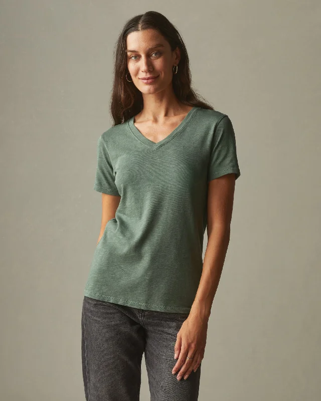 Premium Slub V-Neck Tee - Dusty CactusVNeckTopAmber