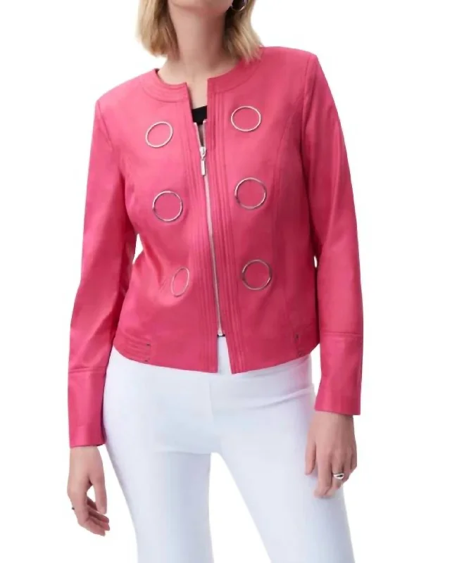 Front Zipper Jacket In Dazzle PinkRainproof Jackets