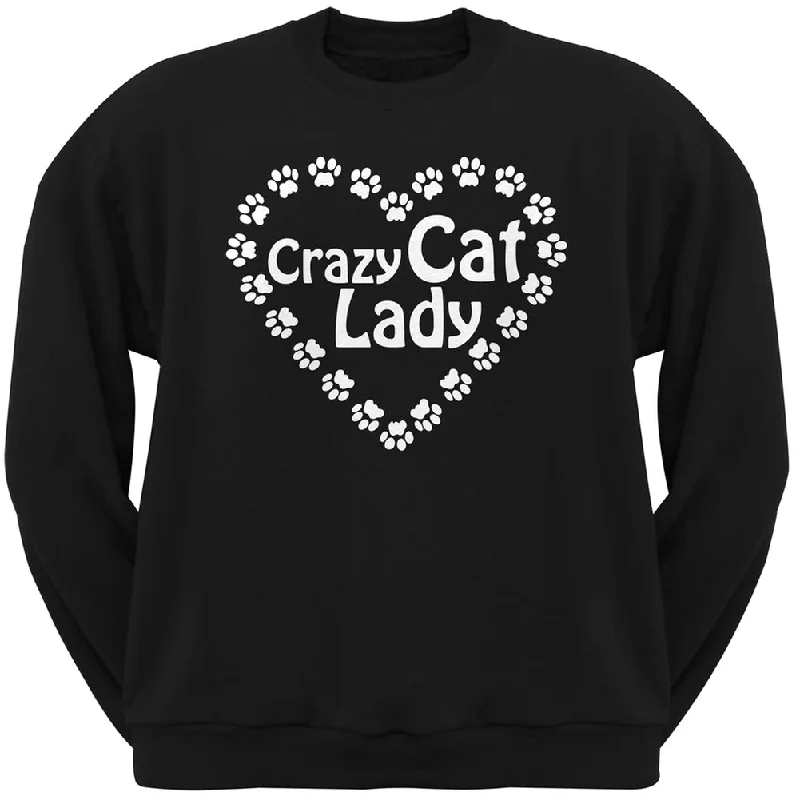 Crazy Cat Lady Paw Heart Black Crew Neck SweatshirtCrewneckcollector