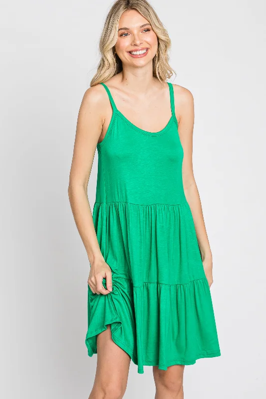 Outdoor hoodieGreen Tiered Tank Dress